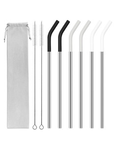 Pajitas de Metal Reutilizables JINRICH 20 oz - 6 Piezas con Silicona