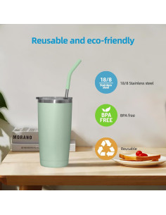 Pajitas de Metal Reutilizables JINRICH 20 oz - 6 Piezas con Silicona 2