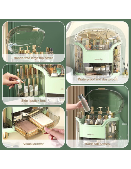 Organizador de Maquillaje Ergocar Verde 30x20x34cm Portátil Organizador de Maquillaje Ergocar Verde 30x20x34cm Portátil