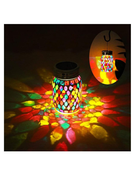 Linterna Solar de Mosaico GUANFU 9x9x14.5cm Decorativa Linterna Solar de Mosaico GUANFU 9x9x14.5cm Decorativa