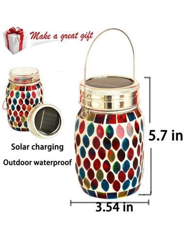 Linterna Solar de Mosaico GUANFU 9x9x14.5cm Decorativa