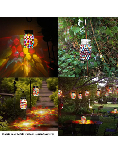 Linterna Solar de Mosaico GUANFU 9x9x14.5cm Decorativa