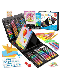 Kit de Dibujo POPYOLA 272 Piezas con Caballete Trifold Negro