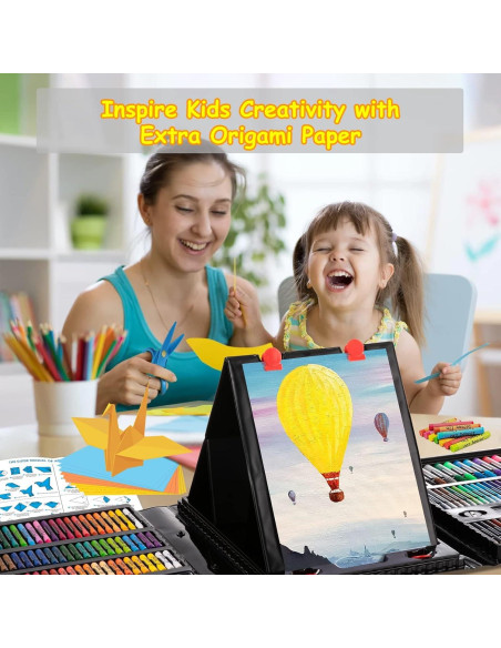 Kit de Dibujo POPYOLA 272 Piezas con Caballete Trifold Negro