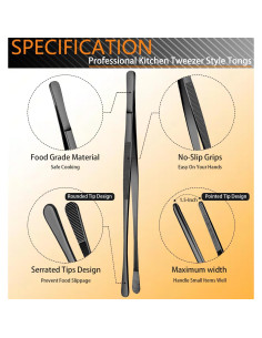 Juego de Pinzas de Cocina JETKONG 6 Pcs Acero Inoxidable 30.48 cm 2