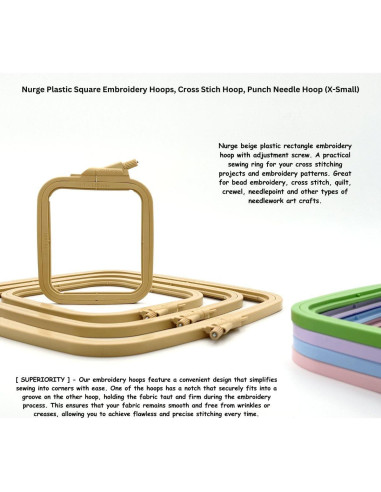 Aro de Bordado Cuadrado Nurge Beige X-Pequeño 95x110mm