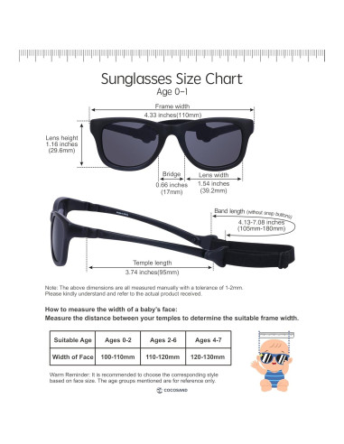 Gafas de sol COCOSAND para bebés 0-12 meses protección UV