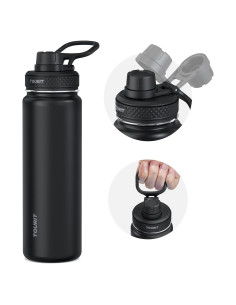 Botella de Agua Aislada TOURIT 24 oz Acero Inoxidable Negra