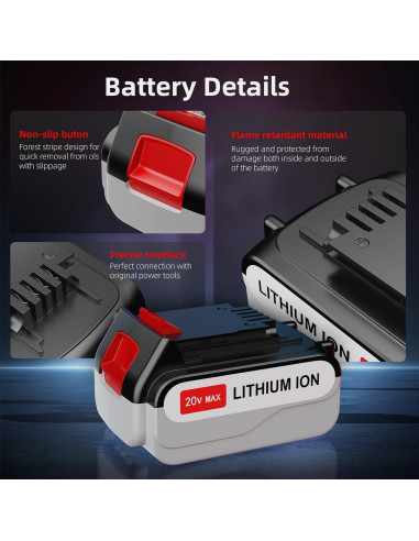 Batería de Litio 4.0Ah Black and Decker 20V Compatible