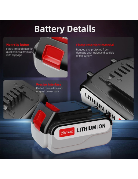 Batería de Litio 4.0Ah Black and Decker 20V Compatible