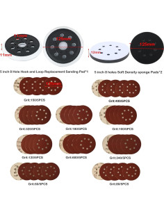 Pad de Reemplazo 5" para Lijadora Bosch ROS20 con 53 Piezas 2