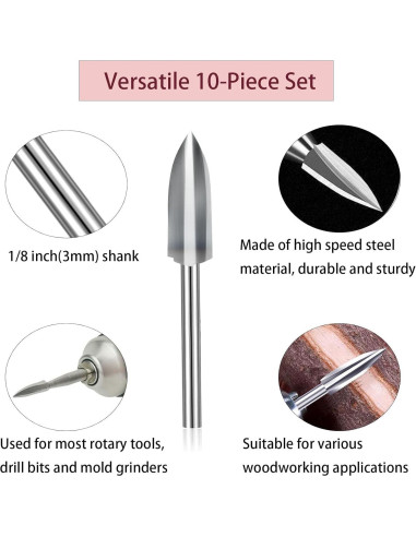 Juego de Puntas de Tallado en Madera Wonys, 10 Piezas 3 mm