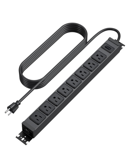 Regleta de Metal HHSOET 8 Salidas 15A 125V 1.83m con Interruptor