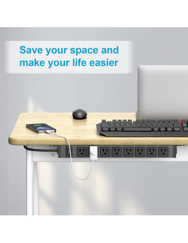 Regleta de Metal HHSOET 8 Salidas 15A 125V 1.83m con Interruptor