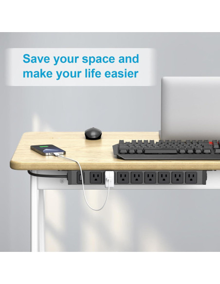 Regleta de Metal HHSOET 8 Salidas 15A 125V 1.83m con Interruptor