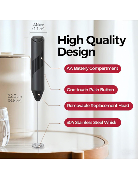 Batidor Eléctrico de Leche YARRAMATE MFBO-S2 Negro 21.5cm