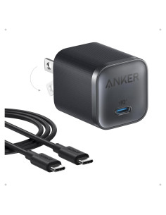 Cargador Anker Nano 45W USB-C Rápido con Cable 1.83m Negro