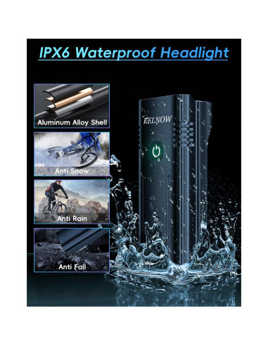 Luces de Bicicleta KELNOW LED 10000mAh Faro y Luz Trasera