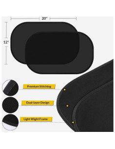 Paquete de 2 Sombrillas para Ventanas de Auto Clothclose 50x31cm 2