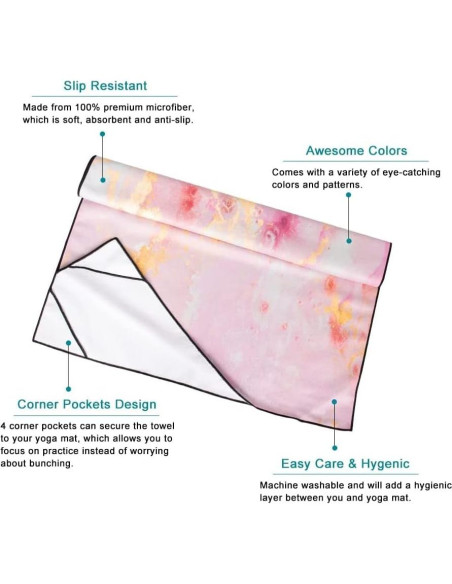 Toalla de Yoga Colorful Star 178x66 cm Microfibra Rosa Dorado Toalla de Yoga Colorful Star 178x66 cm Microfibra Rosa Dorado