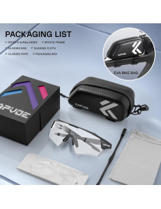 Gafas de Ciclismo Fotoquímicas KAPVOE UV400 Ajustables 2
