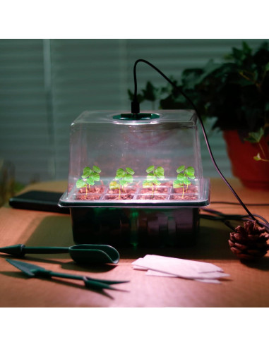 Bandeja de Germinación de Semillas NEWKITS con Luz LED 12 Celdas