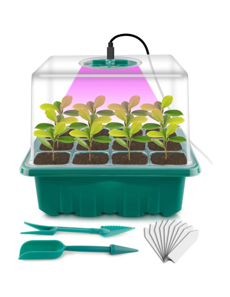 Bandeja de Germinación de Semillas NEWKITS con Luz LED 12 Celdas