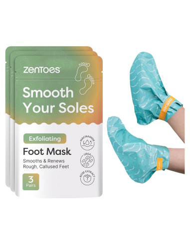 Máscara Exfoliante para Pies ZenToes - 3 Pares Aroma Pepino y Rosa