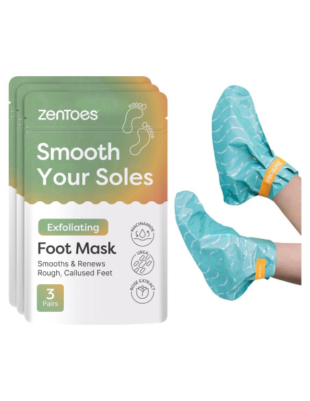 Máscara Exfoliante para Pies ZenToes - 3 Pares Aroma Pepino y Rosa