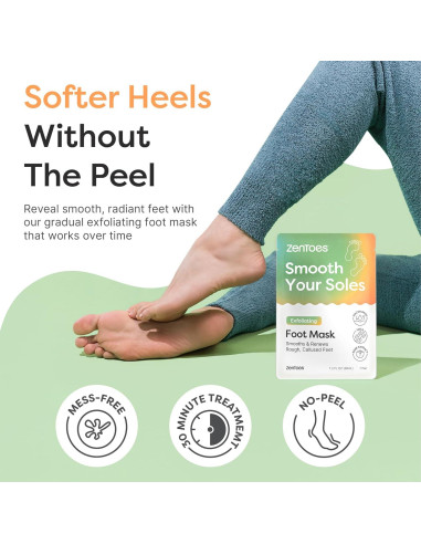 Máscara Exfoliante para Pies ZenToes - 3 Pares Aroma Pepino y Rosa