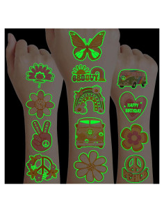 Tatuajes Temporales Pre-Cortados 96 PCS 60s 70s Hippie 91TATTOOS