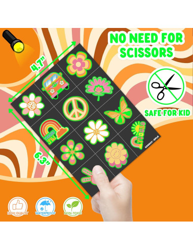 Tatuajes Temporales Pre-Cortados 96 PCS 60s 70s Hippie 91TATTOOS