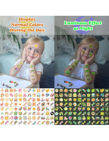 Tatuajes Temporales Pre-Cortados 96 PCS 60s 70s Hippie 91TATTOOS