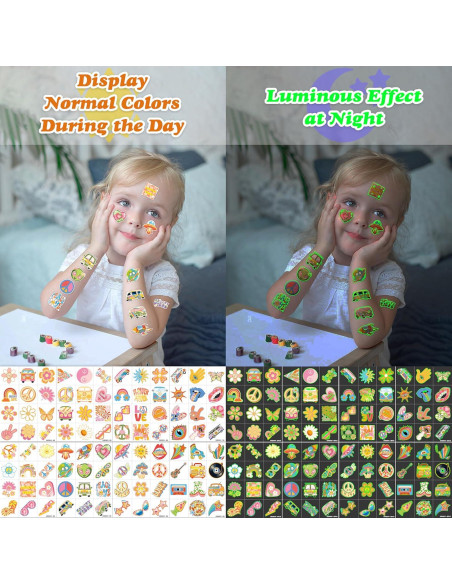 Tatuajes Temporales Pre-Cortados 96 PCS 60s 70s Hippie 91TATTOOS