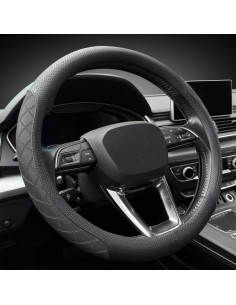 Cubierta de Volante de Cuero Nappa LKWLIKEI 14.5-15" Negro 2