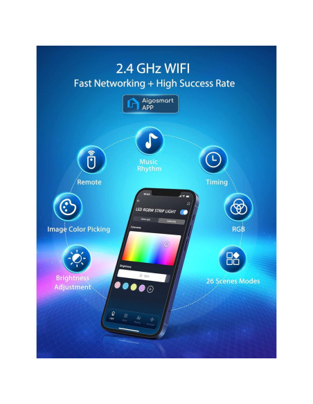Tira LED Inteligente Aigostar 2.01m RGB Control Voz App