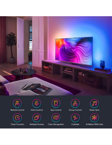 Tira LED Inteligente Aigostar 2.01m RGB Control Voz App