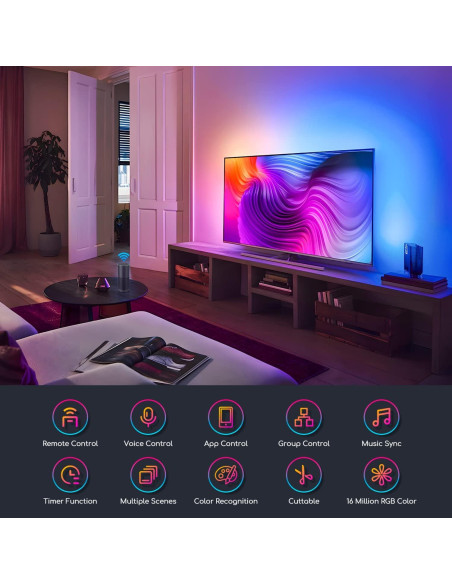 Tira LED Inteligente Aigostar 2.01m RGB Control Voz App