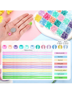 Set de 1200 Perlas de Pony Color Pastel y 120 Limpiapipas Daifunli 2