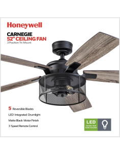 Ventilador de Techo Honeywell Carnegie 132 cm con Luz y Control Remoto 2