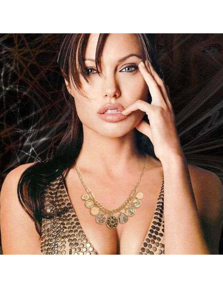 Collar Boho de Cadena de Clip de Papel Baño de Oro Ojo Maligno