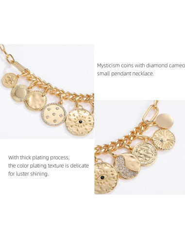 Collar Boho de Cadena de Clip de Papel Baño de Oro Ojo Maligno