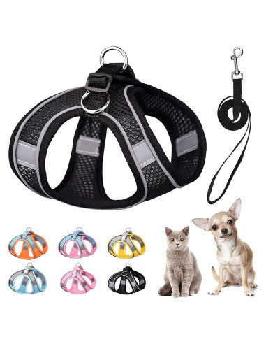 Arnés y Correa para Perros Pequeños PETPUBGNZS Ajustable Negro