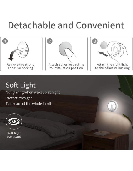 Luz Nocturna con Sensor de Movimiento Melaus USB Recargable 4000K