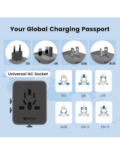 Adaptador de Viaje Universal GONEO 20W con USB C y A 2