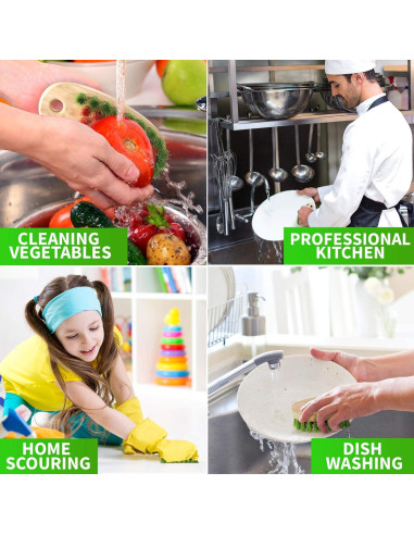 Cepillo Limpiador de Verduras KONEX - Mango de Madera, 11.4 cm