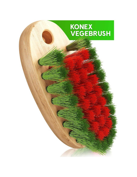 Cepillo Limpiador de Verduras KONEX - Mango de Madera, 11.4 cm