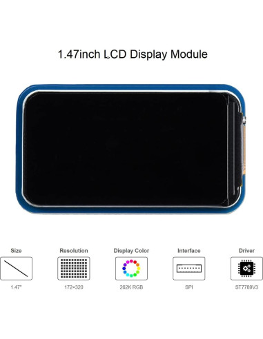 Módulo LCD 1.47" Waveshare para Raspberry Pi 172x320 SPI