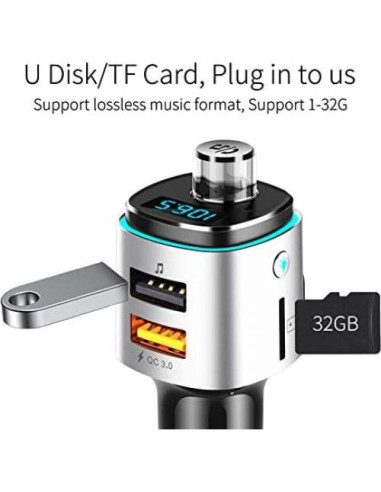 Transmisor FM Bluetooth 5.0 Couraglazer BC42 Carga Rápida USB