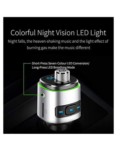 Transmisor FM Bluetooth 5.0 Couraglazer BC42 Carga Rápida USB